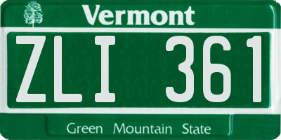 VT license plate ZLI361