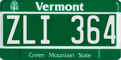 VT license plate ZLI364