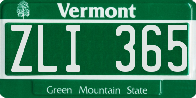 VT license plate ZLI365