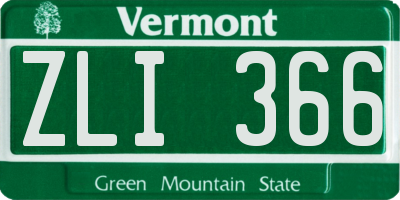 VT license plate ZLI366
