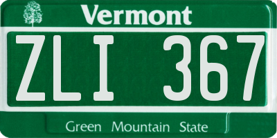 VT license plate ZLI367
