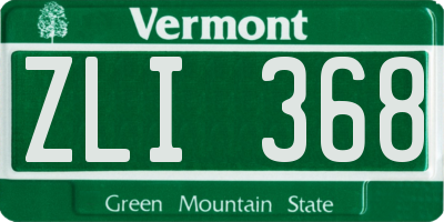 VT license plate ZLI368