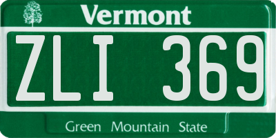 VT license plate ZLI369