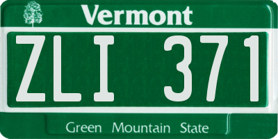 VT license plate ZLI371