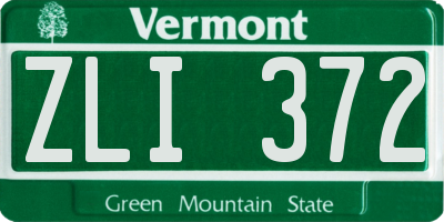 VT license plate ZLI372