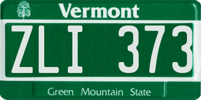 VT license plate ZLI373