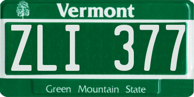 VT license plate ZLI377