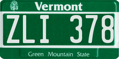 VT license plate ZLI378
