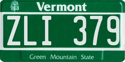 VT license plate ZLI379