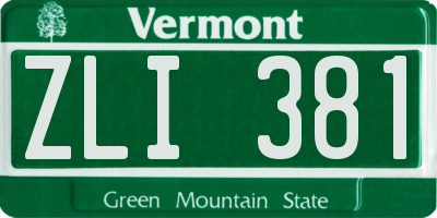 VT license plate ZLI381