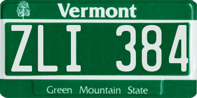 VT license plate ZLI384