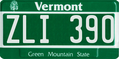 VT license plate ZLI390