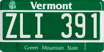 VT license plate ZLI391