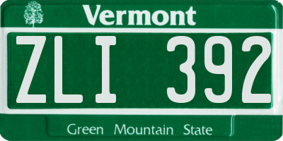 VT license plate ZLI392