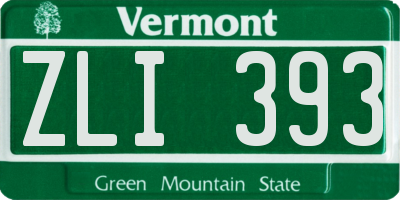 VT license plate ZLI393