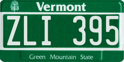 VT license plate ZLI395