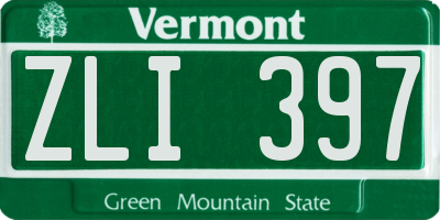 VT license plate ZLI397