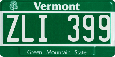 VT license plate ZLI399