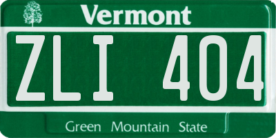 VT license plate ZLI404