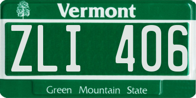 VT license plate ZLI406