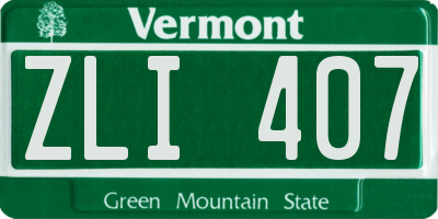 VT license plate ZLI407