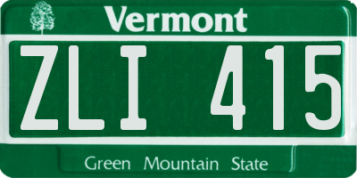 VT license plate ZLI415