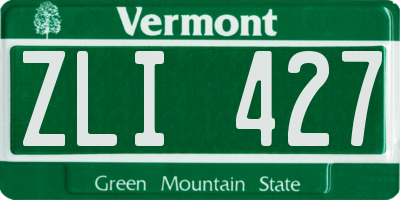 VT license plate ZLI427
