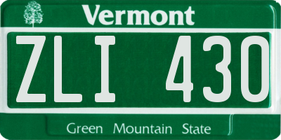 VT license plate ZLI430