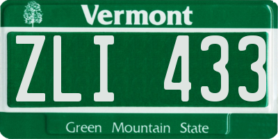 VT license plate ZLI433