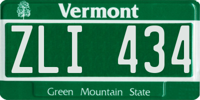 VT license plate ZLI434