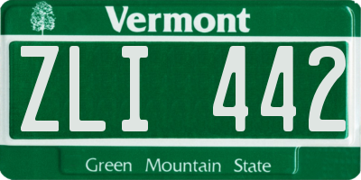 VT license plate ZLI442