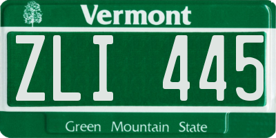 VT license plate ZLI445