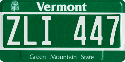 VT license plate ZLI447