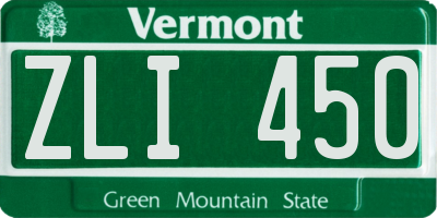 VT license plate ZLI450