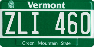 VT license plate ZLI460