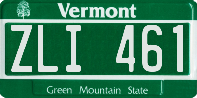 VT license plate ZLI461