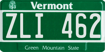 VT license plate ZLI462