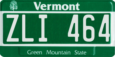 VT license plate ZLI464