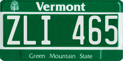 VT license plate ZLI465