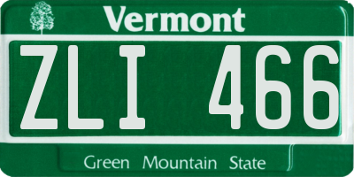 VT license plate ZLI466