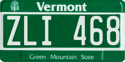 VT license plate ZLI468