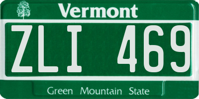 VT license plate ZLI469
