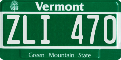 VT license plate ZLI470