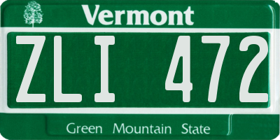 VT license plate ZLI472