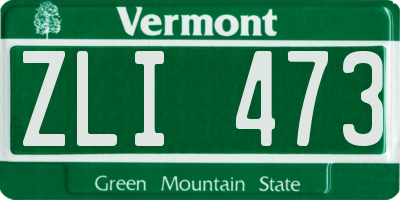 VT license plate ZLI473