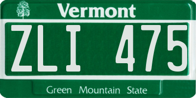 VT license plate ZLI475