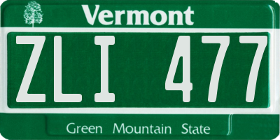 VT license plate ZLI477