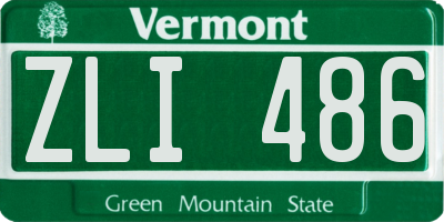 VT license plate ZLI486