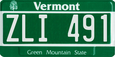 VT license plate ZLI491