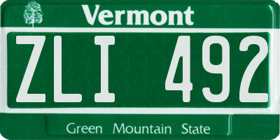 VT license plate ZLI492